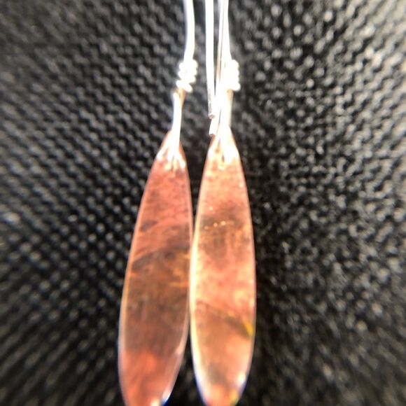 Natural Stone and Sterling Earrings. Strawberry Quartz - pink and clear NEW 2.5” - Picture 2 of 6